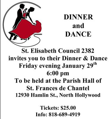 Attending the dinner dance of St. Elisabeths of Hungary Knights of Columbus Council 2382.