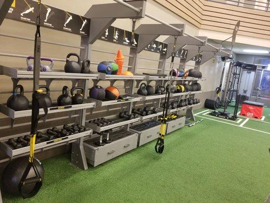 Kettle bells, medicine balls, foam rollers and TRX straps