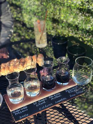 Appetizers and wine flight