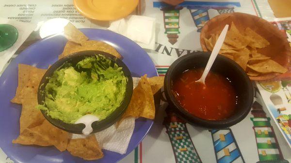 Guac (meh) and medium salsa