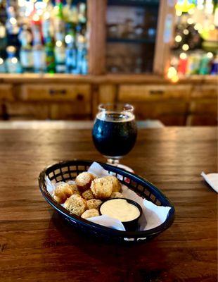 Cool ranch pretzel bites and choice of dipping sauce w/ goose island bourbon county stout