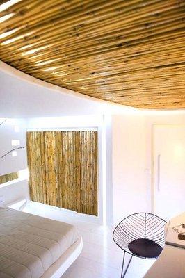 Indoor natural bamboo celling panels.