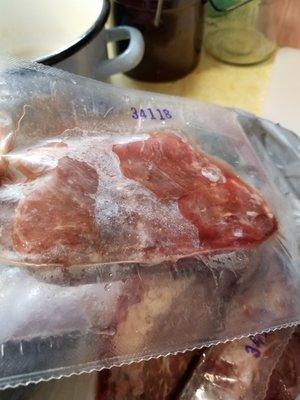 Meat not sealed.