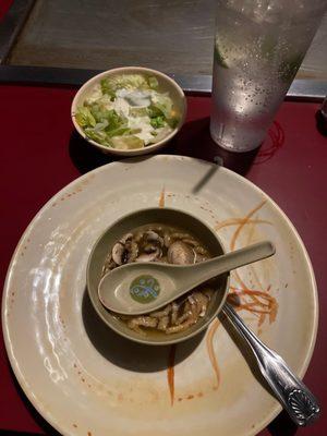 Miso soup and salad