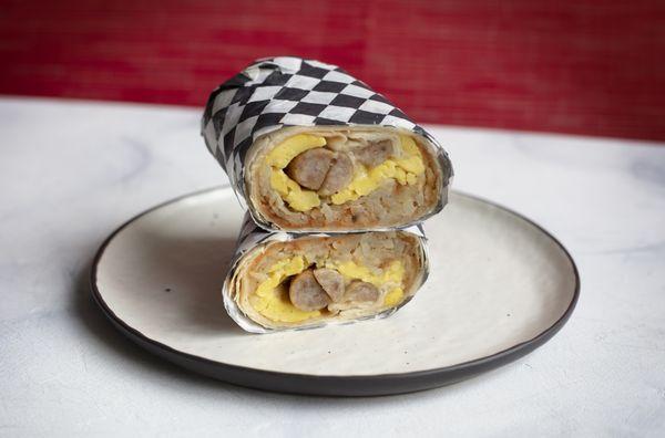 Sausage breakfast burrito