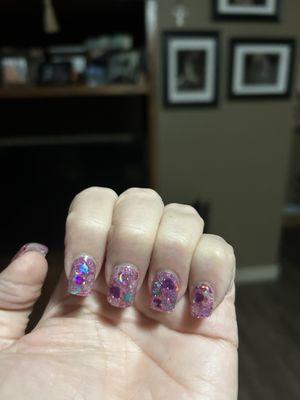 More valentines glitter in the acrylic