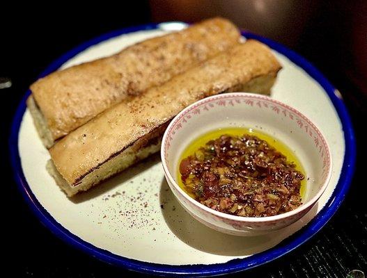 Spicy zatar focaccia with an incredible tapenade