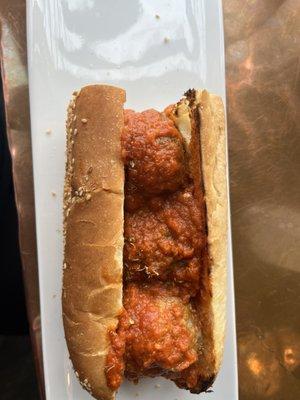 Meatball sandwich and they go big on those meatballs.