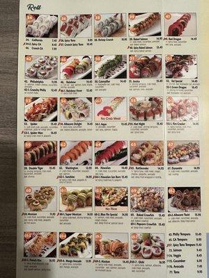 Roll menu