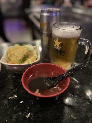 Soup, salad and BEER