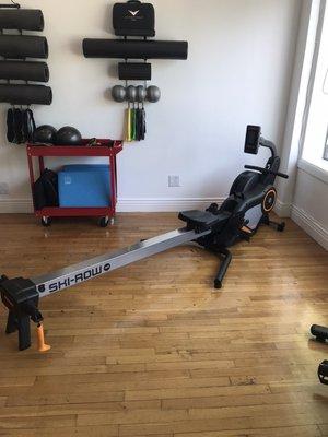 Equipment: Energyfit Ski Row. This rower converts to a ski machine in seconds! Diversity your workouts!