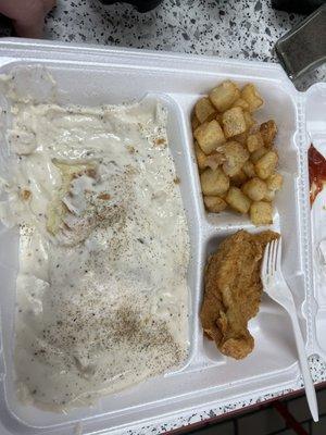 Biscuit n gravy, potatoes and chicken