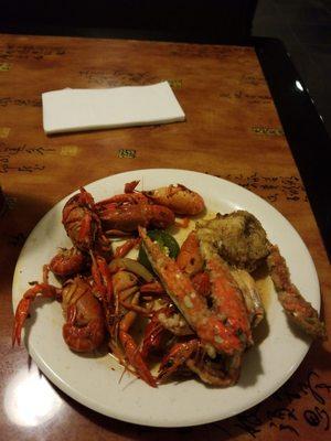 Good crawfish and fried crab