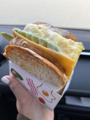 Egg, cheese, avocado sando