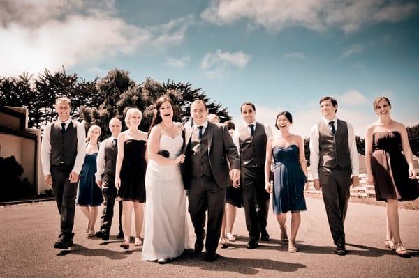 Bridal party having a blast in Half Moon Bay.