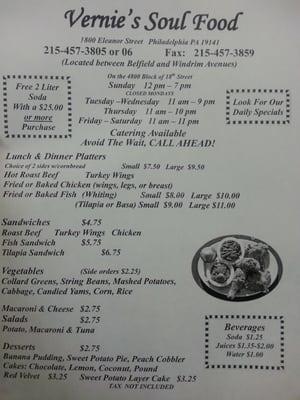 Updated 2014 menu