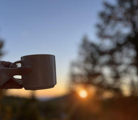 Sunrise coffee on the deck.