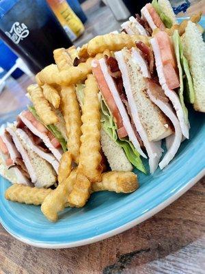 Turkey club with crispy fries!