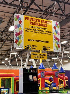 As of Dec 2023- private party room packages cost