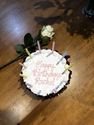 Mocha Hazelnut Mousse with lovely writing (Candles not included)