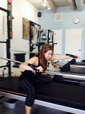 Circuit Pilates class . Using the tower ..