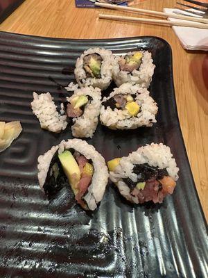 This is the quality of sushi you get. Yes, served to me like this!