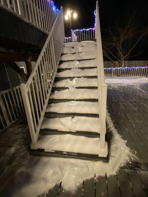 he walked up the stairs but didn't shovel them. ?!?