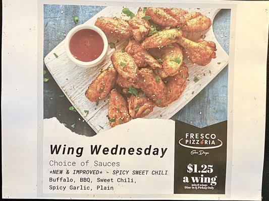 Wing Wednesday special. More flavors than what's on the website.