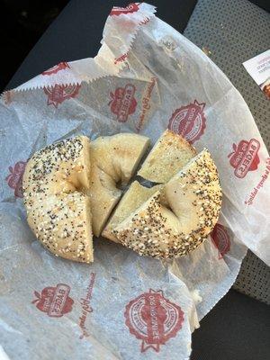 Toasted everything bagel... with extra butter on the side