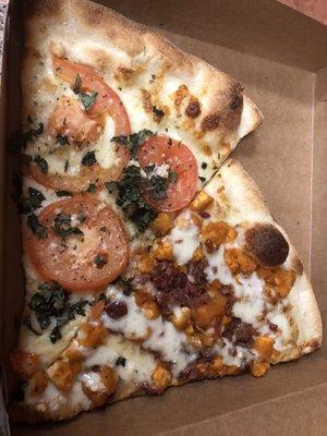 Tomato basil & buffalo chicken pizza slices