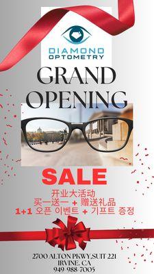 GRAND OPENING SALE!!!
 DIAMOND OPTOMETRY IRVINE