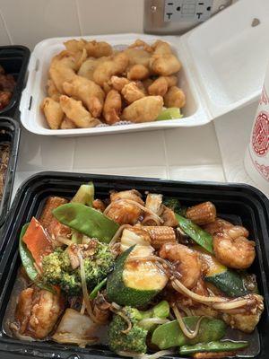 Stir fry shrimp & sweet and sour chicken