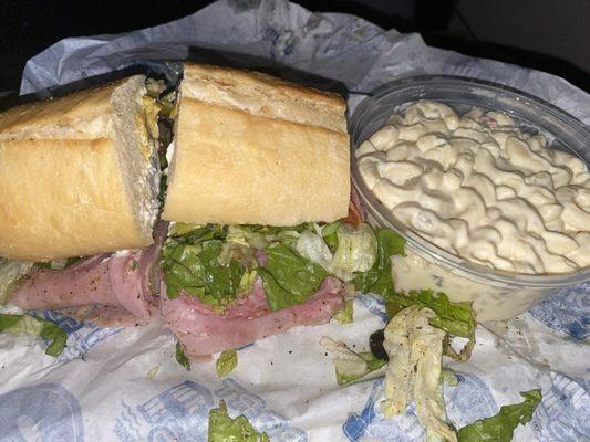 Small Classic Sub #1 and Macaroni Salad