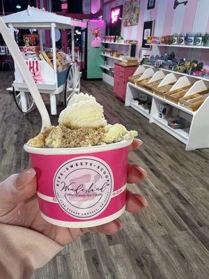 Wonderland Scoops Sundae with graham cracker topping.