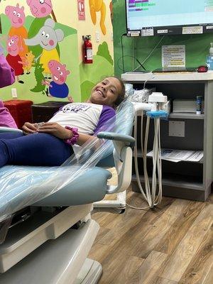 All smiles before her baby root canal! Thank you Super Kids for being so amazing!