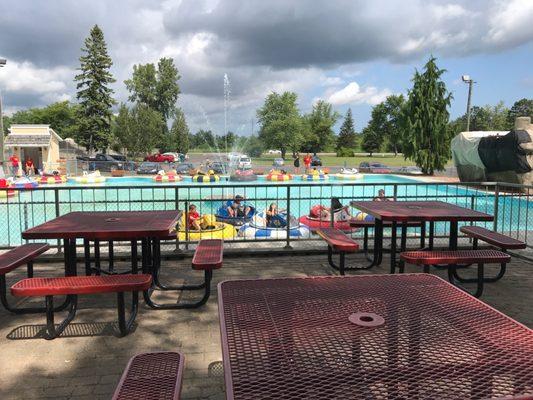 Picnic area near the bumper boats