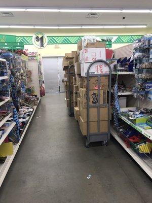 More boxes cluttering up the aisles.