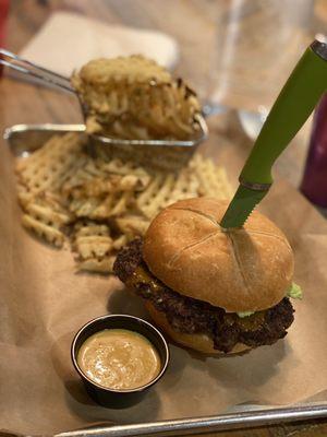 Stoneman Burger and Sour Cream and Onion Fries