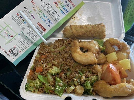 Lunch 142. Sweet & Sour Shrimp (breaded) with Vegetable Fried Rice