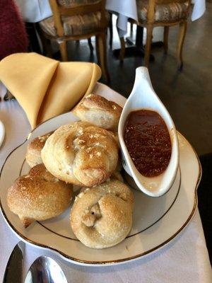 Complimentary Garlic Knots with Marinara.