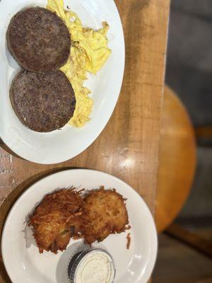 Two Eggs Side Sausage Patty hash Smashbrowns (Sidekick)