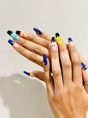 Gel-X nails with a fun, Pac Man inspired design!