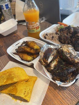 Stuffed Patty Jerk Chicken Plate Plantain