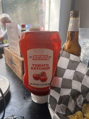 Generic empty ketchup bottle