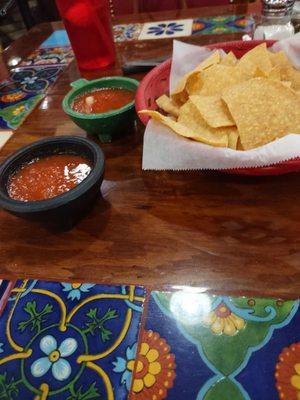 Salsa and chips.  Meh.