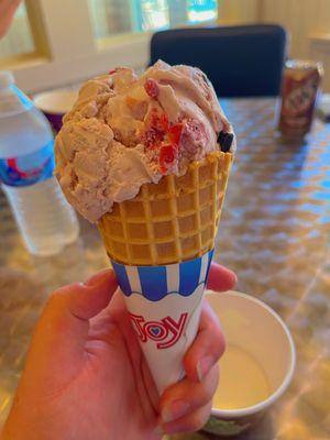 Cherry chip on a waffle cone