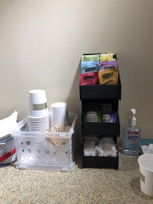 Teas available in Waiting room