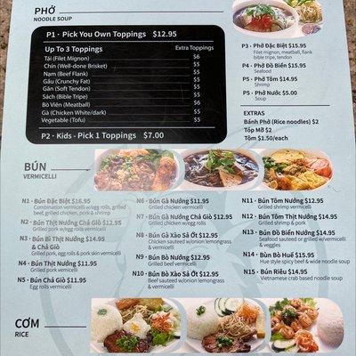 Noodle menu