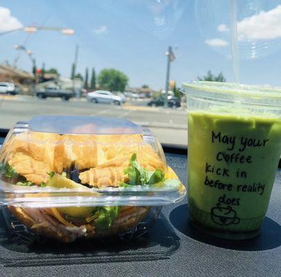 Smoked Turkey Apple Sandwich and Matcha Latte