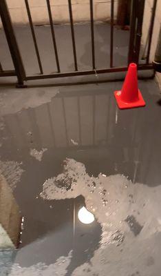 Flooding in the stairwell after rain